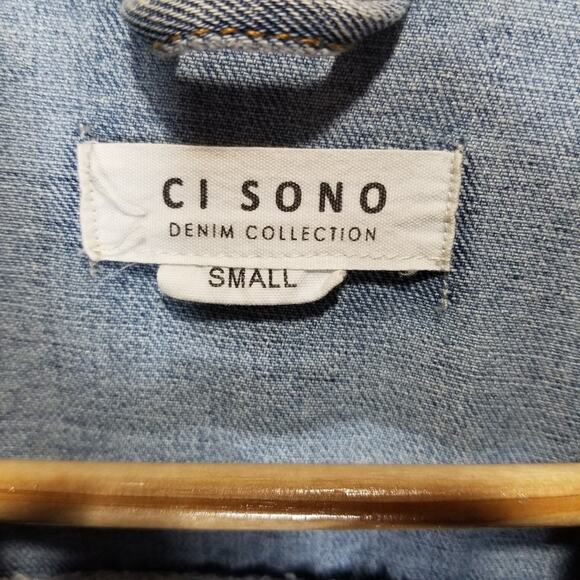 Ci Sono Jean Jacket Small Boyfriend Distressed Denim Jacket - Picture 3 of 6